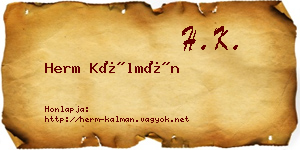 Herm Kálmán névjegykártya